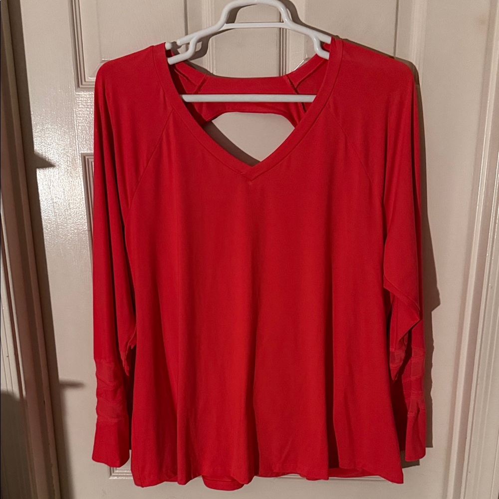 Livi Lane Bryant 22/24 Womens V-Neck Long Sleeve Top in Red